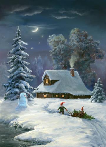 Xmas Night, oil painting